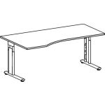 PC-Tisch links Ahorn/Silber C-Fuß Flex, BxT:...