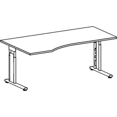PC-Tisch links Lichtgrau/Silber C-Fuß Flex, BxT: 1800x800/1000mm