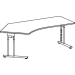 Schreibtisch 135° links Buche/Silber, C-Fuß Flex