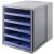 Schubladenbox SCHRANK-SET KARMA, A4, 5 Schubladen offen, recycelte Materialien, "Der Blaue Engel", grau-blau