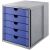 Schubladenbox SCHRANK-SET KARMA, A4, 5 Schubladen geschlossen, recycelte Materialien, "Der Blaue Engel", grau-blau