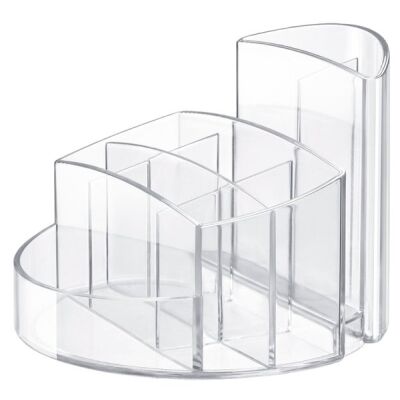 Schreibtisch-Köcher Rondo transparent 9 Fächer, 140x140x109mm, Kunststoff