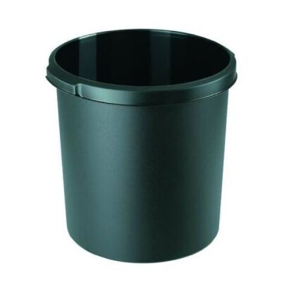 Papierkorb KLASSIK schwarz 30 Liter Griffrand und Griffmulden