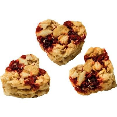 Müsli-Herzen Cranberry, 30 Becher à 30 g, gesüßte Haferflocken in Herzfrom gepresst mit Cranberries