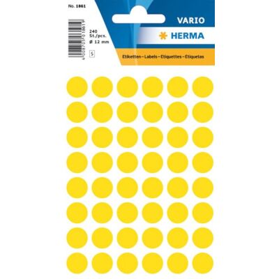 Markierungspunkte Ø 13 mm, gelb, 240 Etiketten, permanent haftend, für Handbeschriftung, Packung à 5 Blatt