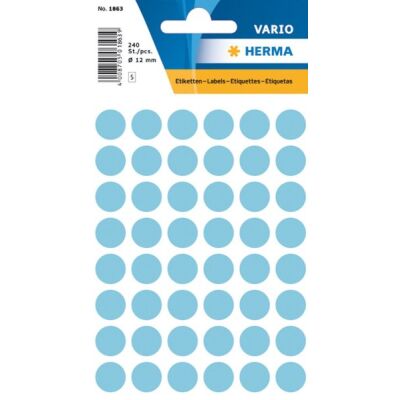 Markierungspunkte Ø 13 mm, blau, 240 Etiketten, permanent haftend, für Handbeschriftung, Packung à 5 Blatt