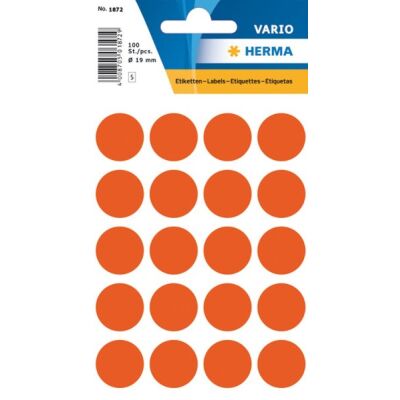 Markierungspunkte Ø 19 mm, rot, 100 Etiketten, permanent haftend, für Handbeschriftung, Packung à 5 Blatt
