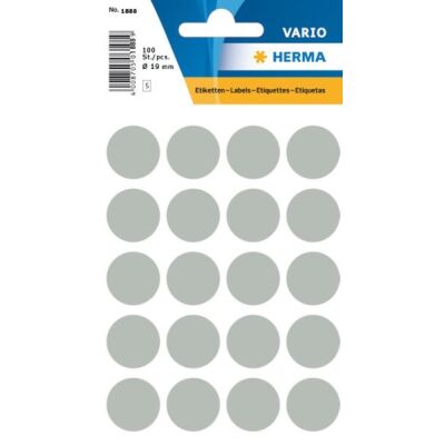 Markierungspunkte Ø 19 mm, grau, 100 Etiketten, permanent haftend, für Handbeschriftung, Packung à 5 Blatt