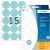 Markierungspunkte Ø 32 mm, blau, 480 Etiketten, permanent haftend, für Handbeschriftung, Packung à 32 Blatt