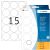 Verschlussetiketten Ø 32 mm, 240 Etiketten, transparente Folie, extrem stark haftend, 15 Stück/Blatt, Packung à 16 Blatt