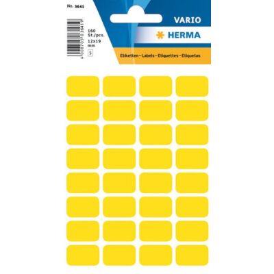 Vielzwecketiketten 12 x 18 mm, 160 Etiketten, gelb, permanent haftend, für Handbeschriftung, Packung à 5 Blatt