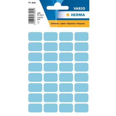 Vielzwecketiketten 12 x 18 mm, 160 Etiketten, blau, permanent haftend, für Handbeschriftung, Packung à 5 Blatt