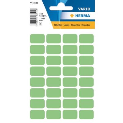 Vielzwecketiketten 12 x 18 mm, 160 Etiketten, grün, permanent haftend, für Handbeschriftung, Packung à 5 Blatt