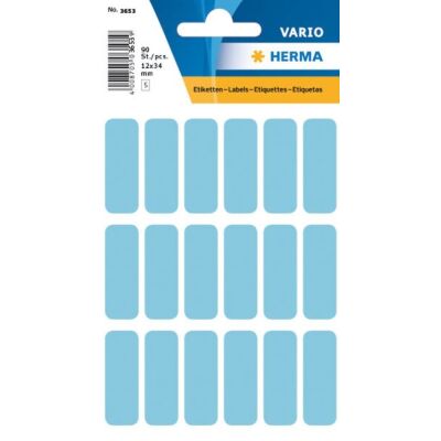 Vielzwecketiketten 12 x 34 mm, 90 Etiketten, blau, permanent haftend, für Handbeschriftung, Packung à 5 Blatt