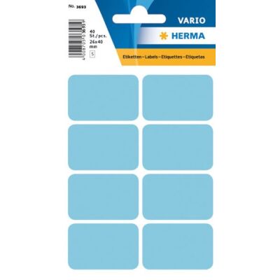 Vielzwecketiketten 25 x 40 mm, 40 Etiketten, blau, permanent haftend, für Handbeschriftung, Packung à 5 Blatt