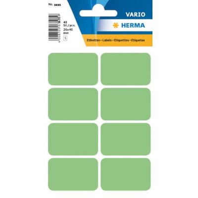 Vielzwecketiketten 25 x 40 mm, 40 Etiketten, grün, permanent haftend, für Handbeschriftung, Packung à 5 Blatt