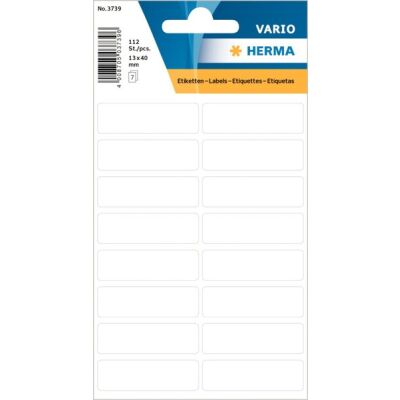 Vielzwecketiketten, 13 x 40 mm, permanent haftend, für Handbeschriftung, weiß, 112 Etiketten, Packung à 7 Blatt