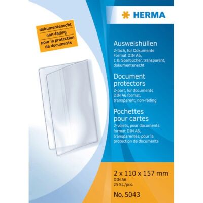 Ausweishülle 2 x 110 x 157 mm transparent für Dokumente im Format A6, Packung à 25 Stück