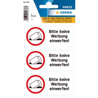 Hinweisetiketten "Bitte keine Werbung einwerfen!", 10 Packungen à 3 Etiketten