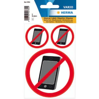 Hinweisetiketten, Symbol: "Kein Handy", 10 Packungen à 3 Etiketten
