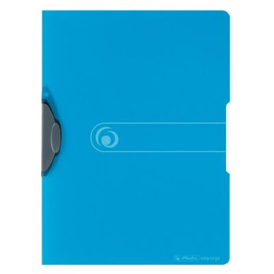 Express-Clip-Hefter PP A4, transparent-blau, für ca. 30 Blatt, Swing-Mechanik, für ungelochte Ablage