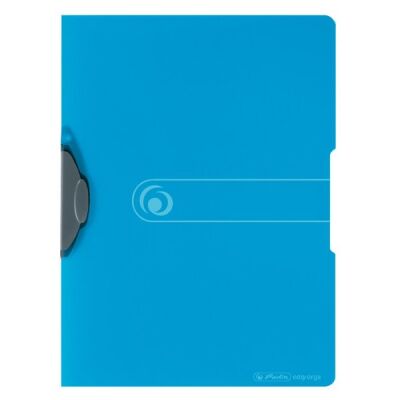 Express-Clip-Hefter PP A4, transparent-blau, für ca. 30 Blatt, Swing-Mechanik, für ungelochte Ablage