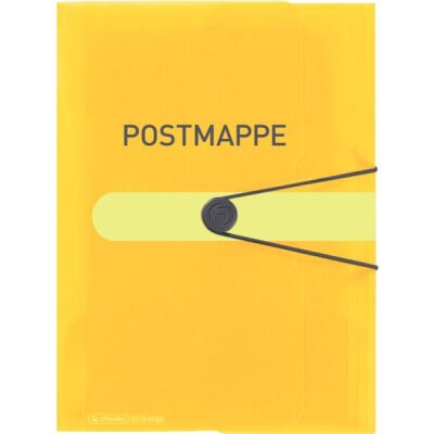 Gummizugmappe A4, gelb-transparent, mit Aufdruck Postmappe, 3 Klappen