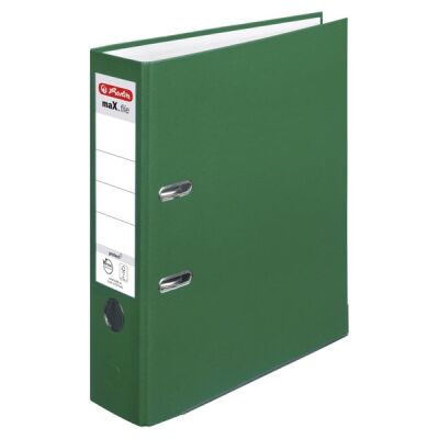 Ordner maX.file protect, 80mm, PP-Color A4, vollfarbig grün, Kantenschutz, standfest, Einsteckrückenschild, Griffloch.