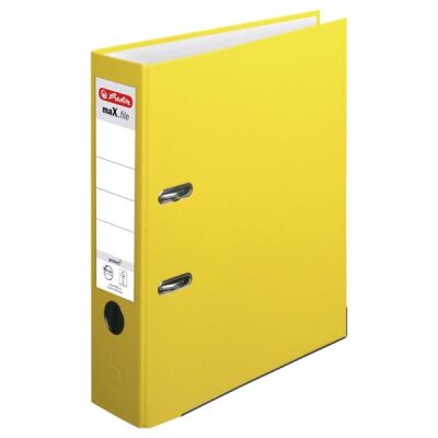 Ordner maX.file protect, 80mm, PP-Color A4, vollfarbig gelb, Kantenschutz, standfest, Einsteckrückenschild, Griffloch.