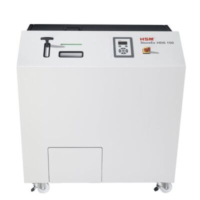 Medienvernichter StoreEx HDS150 grau, vernichtet CDs, Disketten, USB-Sticks, Kunden-/Kreditkarten, Schnittbreite 40 mm, Sicherheitsstufe: T-1/E-2/H-3