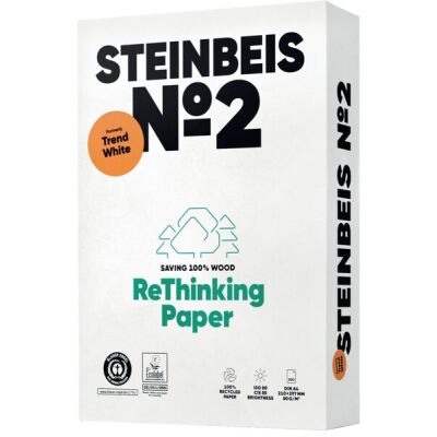 Steinbeis No. 2 Recycling-Kopierpapier, DIN A4, 80 g/qm, weiß, Weißegrad: 85 CIE, Packung à 500 Blatt