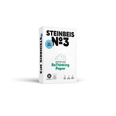 Steinbeis No. 3 Recycling Kopierpapier, DIN A4, 80 g/qm, weiß, Weißegrad: 110 CIE, Packung à 500 Blatt
