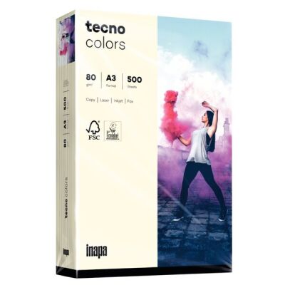 Kopierpapier, Tecno Colors, A3, 80 g/qm, hellchamois, 1 Packung = 500 Blatt