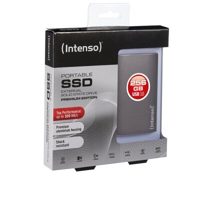 Externe SSD Festplatte 1,8" USB 3.0,256 GB, anthrazit, 90 x 54 x 9 mm 50 g