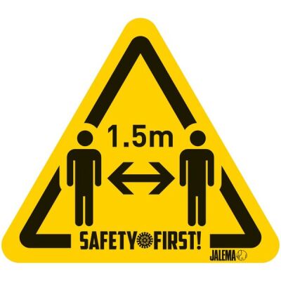 Warnaufkleber Bitte Abstand halten, gelb/schwarz, 150x170mm, VE = 1 Packung = 4 Stück