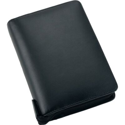 Systemplaner A6, Nappaleder, schwarz, mit Systemeinlagen, 25er Ringe