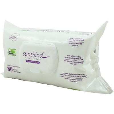 Feuchtpflegetücher Sensilind, 80 ge- brauchsfertige Tücher, wieder ver-