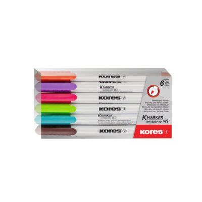 Whiteboard/Flipchartmarker-Set fine, 6 Farben, Rundspitze 1 mm, schnell trocknend, 48 h Cap-off