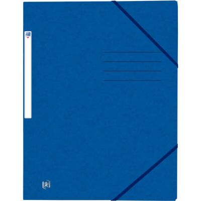 Eckspannmappe, DIN A4, 390g, blau 3 Einschlagklappen, Gummiband,
