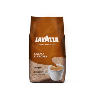 Lavazza Kaffee Crema e Aroma, 1.000 g, ganze Bohnen, Aroma: Schokoladennote, Intensität: 8, Röstung: Medium.