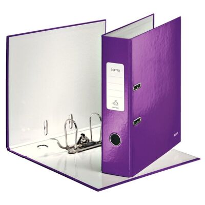 Ordner WOW A4, 80mm Rücken, violett. Brillante WOW Farben. 180° Ordner Präzisionsmechanik. Aufgeklebtes Rückenschild. Maße: 318 x 285 mm.