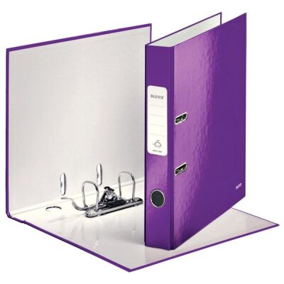 Ordner WOW A4, 50mm Rücken, violett. Brillante WOW Farben. 180° Ordner Präzisionsmechanik. Aufgeklebtes Rückenschild. Maße: 318 x 285 mm.