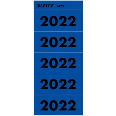 Rücken-Inhaltsschild Jahreszahlen 2022, blau, 1 Beutel = 100 Stück