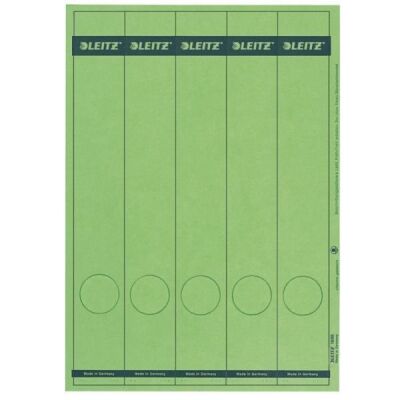 Rückenschild selbstklebend, lang/schmal, grün, Blatt mit 5 Schildern, Inhalt: 125 Stück, Maße: 38 x 285 mm