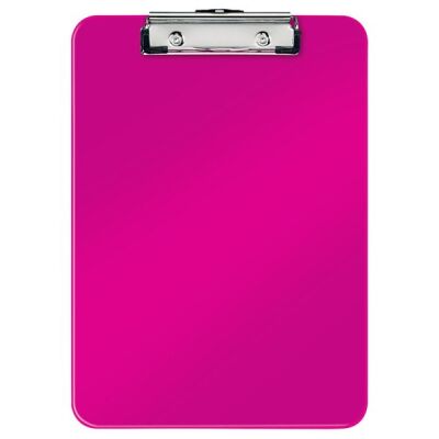 Klemmbrett WOW-Serie, DIN A4, Polystyrol, pink met. , mit Metallklemmmechanik für 80 Blatt (80 g/m²) und Aufhängeöse