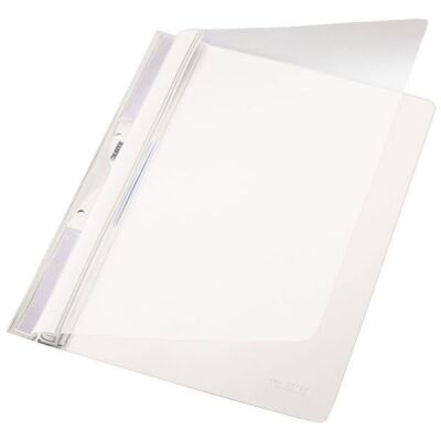 Einhängehefter A4, weiß, transparenter Vorderdeckel, 2-fach Lochung im Rückenfalz, PVC, dokumentenecht, Fassungsvermögen: 250 Blatt