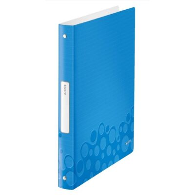 Ringbuch WOW A4, blau. 4-O-Ringmechanik, Ø 25mm. Aufgeklebtes Rückenschild. Maße: 314 x 257 mm.