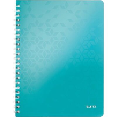 Collegeblock WOW A4, liniert, eisblau, 4-fach gelocht, mikroperforiert, spiralgebunden, 80 Blatt, 80 g/qm, Sichthülle, PP-Einband, Maße: 307x240x20mm