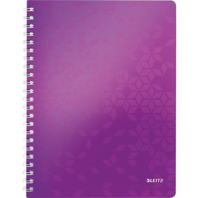 Collegeblock WOW A4, liniert, violett, 4-fach gelocht, mikroperforiert, spiralgebunden, 80 Blatt, 80 g/qm, Sichthülle, PP-Einband, Maße: 307x240x20mm