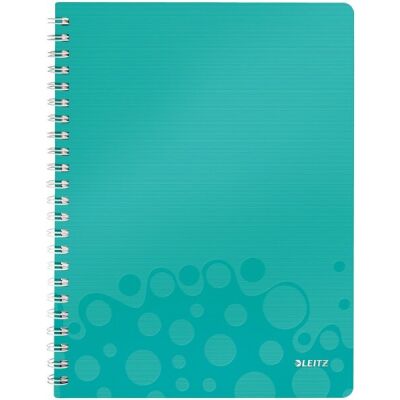 Collegeblock WOW A4, kariert, eisblau, 4-fach gelocht, mikroperforiert, spiralgebunden, 80 Blatt, 80 g/qm, Sichthülle, PP-Einband, Maße: 307x240x20mm